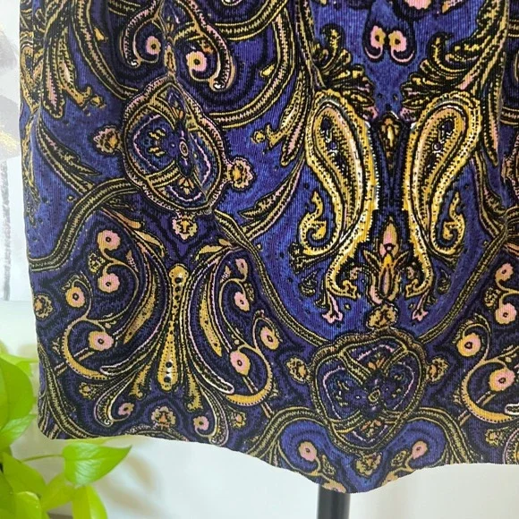 Anthropologie Skirt Mini Corduroy Paisley Boho Whimsigoth Dark Fairy Grunge - Picture 4 of 7